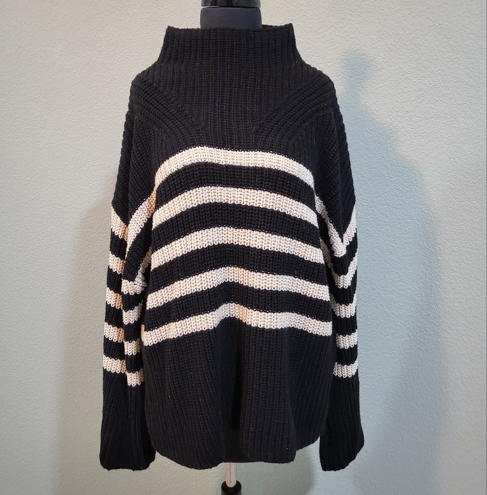 Old Navy Mock Neck Knit Striped Tunic Sweater